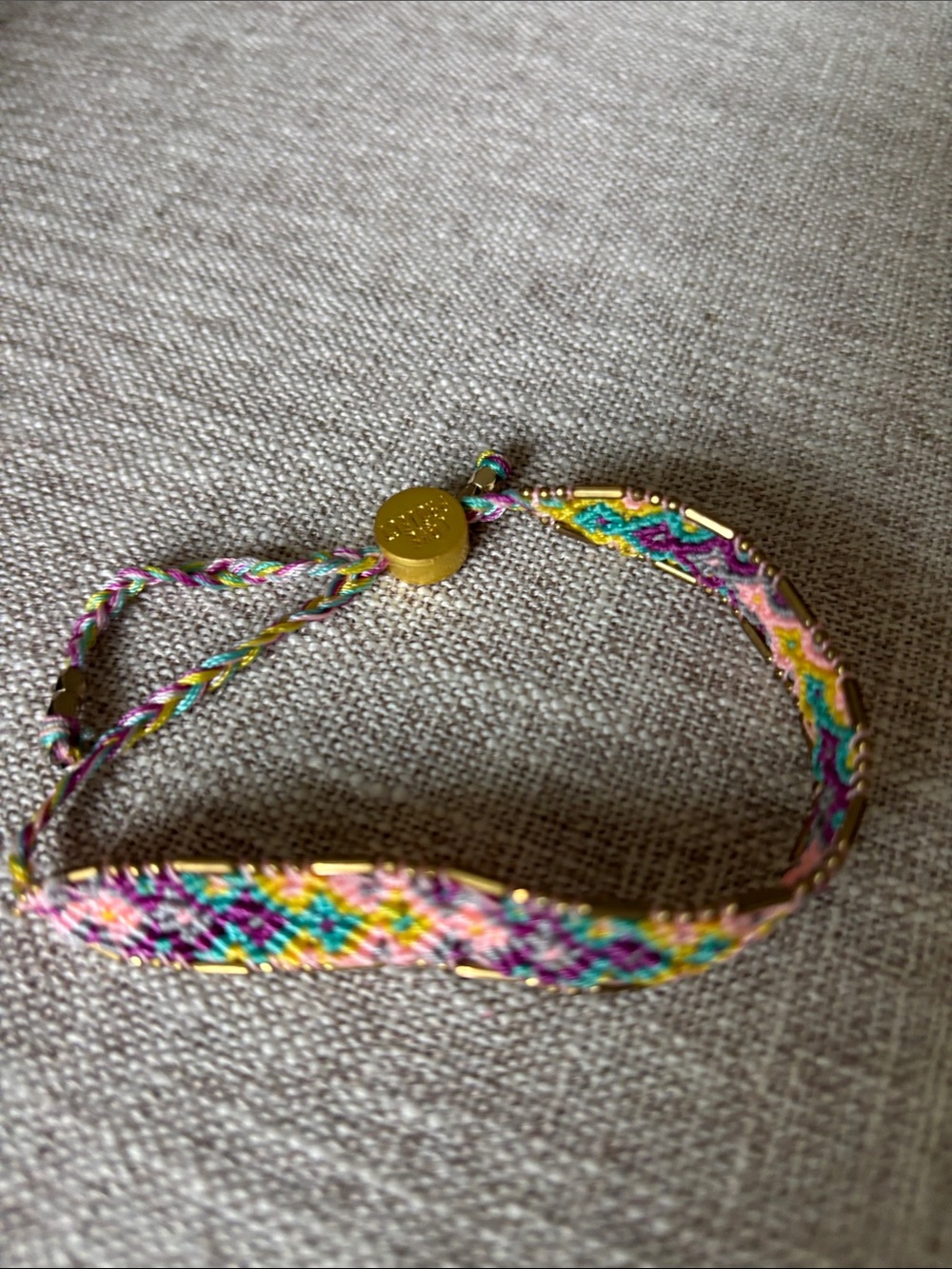 Multicolor Woven Bracelet with Gold Accent Slider